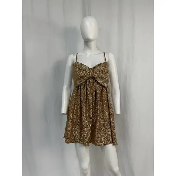 Show Me Your Mumu Best Bow Tan Polyester Mini Dress Size L - NWT - Picture 2 of 5